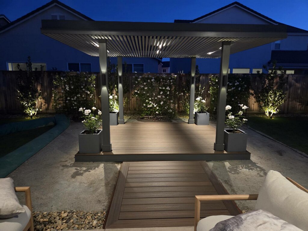 Pergola lighting at night